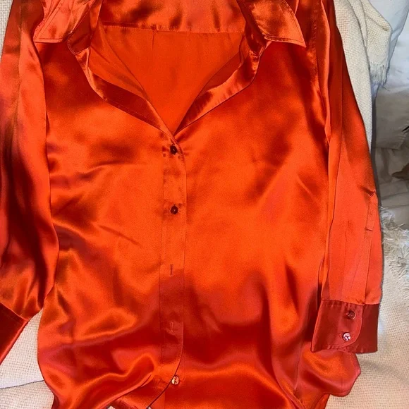 L'AGENCE Bold Orange Satin Top